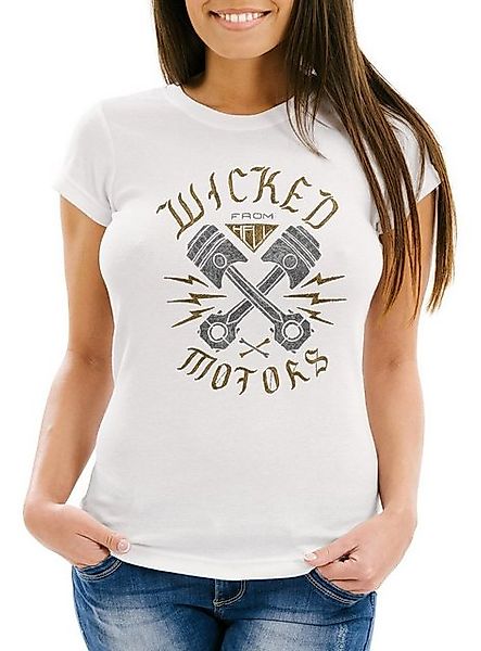 Neverless Print-Shirt Damen T-Shirt Motorrad Biker Racing Wicked Motors Sli günstig online kaufen
