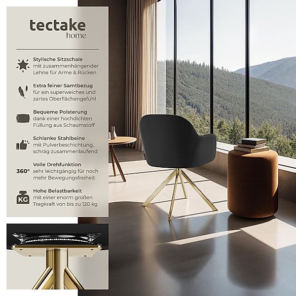 tectake Esszimmerstuhl Samt-Drehstuhl (Set, 6 St), günstig online kaufen