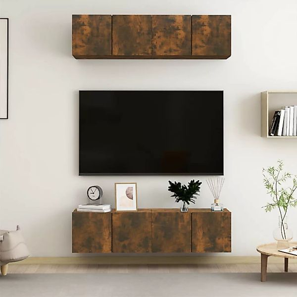 Vidaxl Tv-wandschränke 4 Stk. Räuchereiche 60x30x30 Cm Holzwerkstoff günstig online kaufen