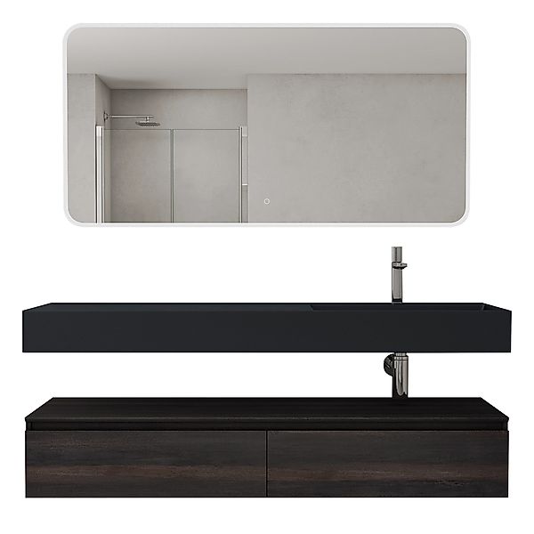 doporro Badmöbel-Set Waschtisch mit Unterschrank 150cm günstig online kaufen