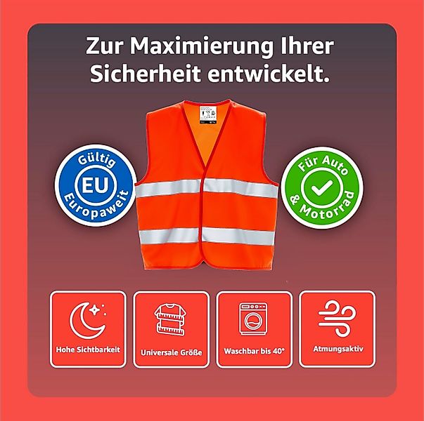 POWR Car Warnweste 4X Warnwesten Auto 2026: Sicherheitsweste ISO20471 (4er günstig online kaufen