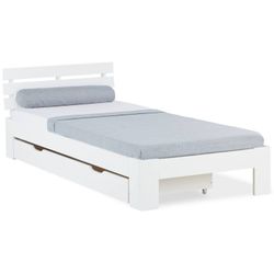 Homestyle4u Holzbett 90x200 Einzelbett Weiß mit günstig online kaufen