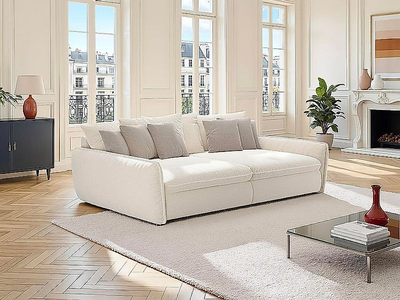 Sofa 4‑Sitzer – Tiefe Sitzfläche – Chenille-Stoff – Beige – GIANOLA von Mai günstig online kaufen