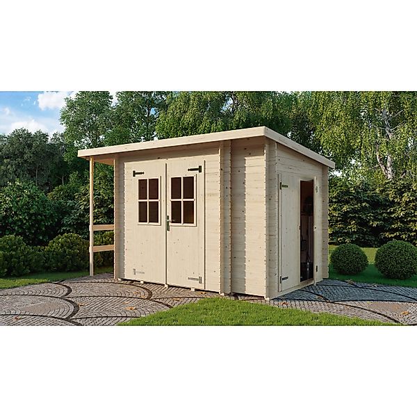 Weka Blockbohlenhaus Bologna Pultdach 339 x 236 x 208 cm Natur günstig online kaufen