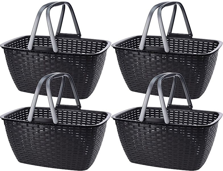 Koopman Einkaufskorb Tragekorb Kunststoff 23 L Rattan Optik 1/2/4/8 er Set, günstig online kaufen