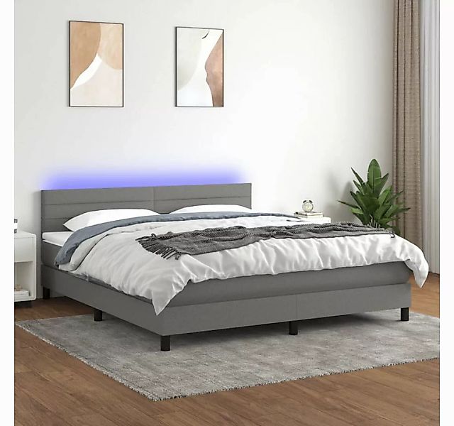 vidaXL Boxspringbett Boxspringbett mit Matratze LED Dunkelgrau 180x200 cm S günstig online kaufen