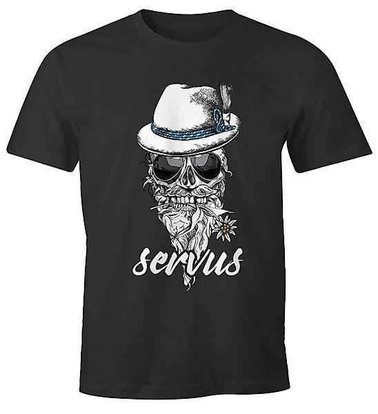 MoonWorks Print-Shirt Herren T-Shirt Totenkopf Filzhut Bayern Skull Blume s günstig online kaufen