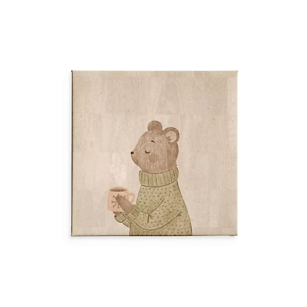 Kunstdruck Wanddekoration Wandbilder Aus Kork "Bär Und Sein Tee" günstig online kaufen