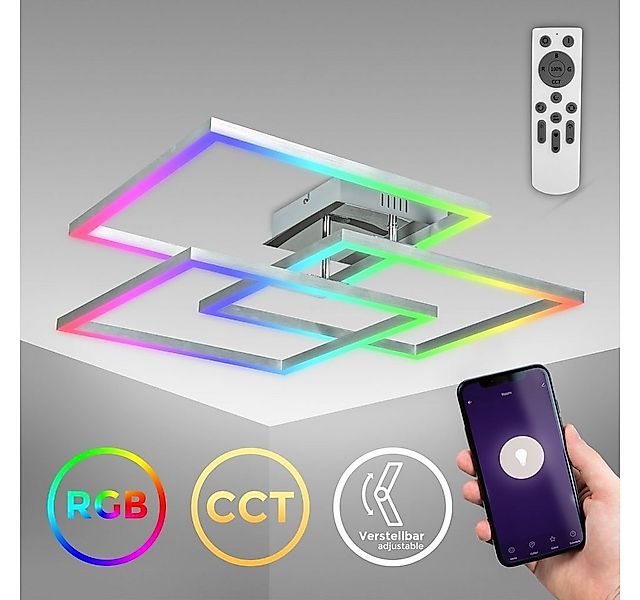 B.K.Licht Deckenleuchte smarte WiFi RGB Deckenlampe 69x69cm dimmbar 3-flamm günstig online kaufen