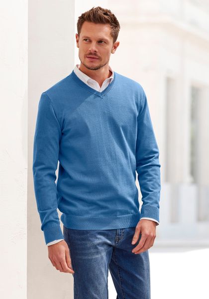 H.I.S Strickpullover mit V-Ausschnitt, Pullover aus Feinstrick, Baumwollmis günstig online kaufen