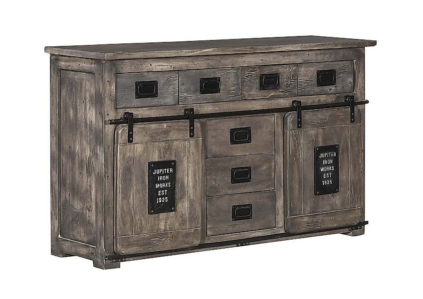 Massivmoebel24 Sideboard RAILWAY (Massivholz), Mango 150x45x90 grau lackier günstig online kaufen