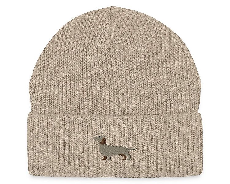 Spreadshirt Beanie Dackel Stickerei Fisherman Beanie Bio Mütze (1-St) günstig online kaufen