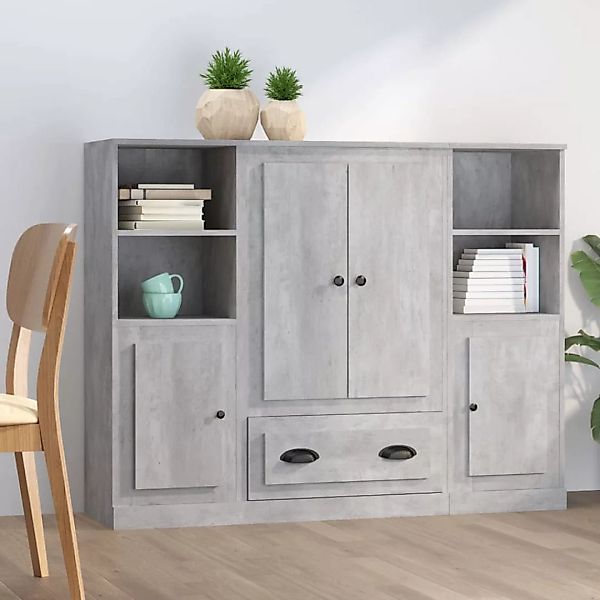 Vidaxl Highboards 3 Stk. Betongrau Holzwerkstoff günstig online kaufen