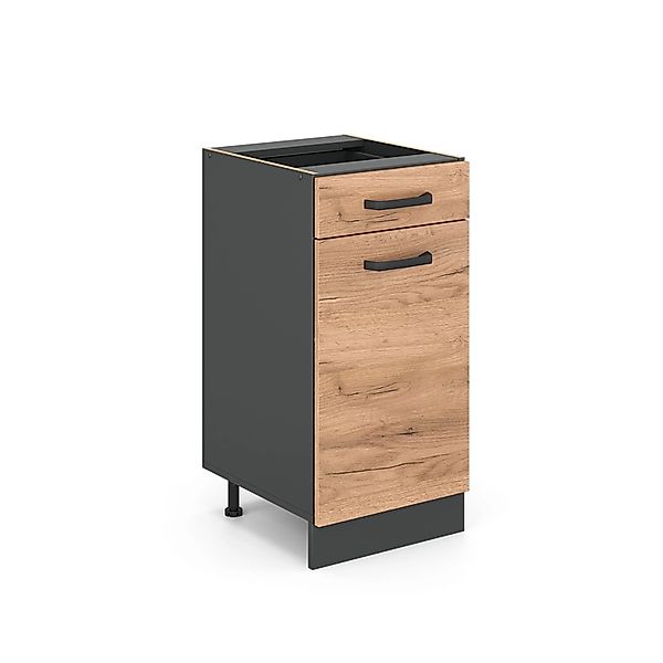 Vicco Küchenunterschrank R-Line Goldkraft Eiche/Anthrazit 40 cm ohne Arbeit günstig online kaufen