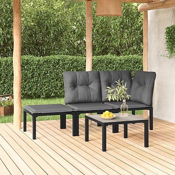 vidaXL Sofaelement 4-tlg. Garten-Lounge-Set Schwarz und günstig online kaufen