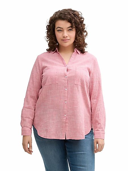 TOM TAILOR PLUS Langarmbluse Blusen & Shirts Plus Size - Bluse mit Brusttas günstig online kaufen