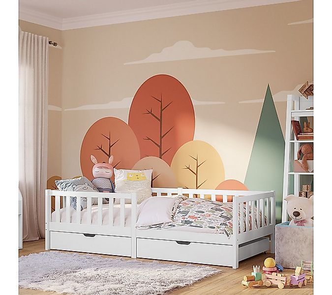 Bellabino Kinderbett Vere mit Rausfallschutz und Lattenrost (weiß mit Schub günstig online kaufen