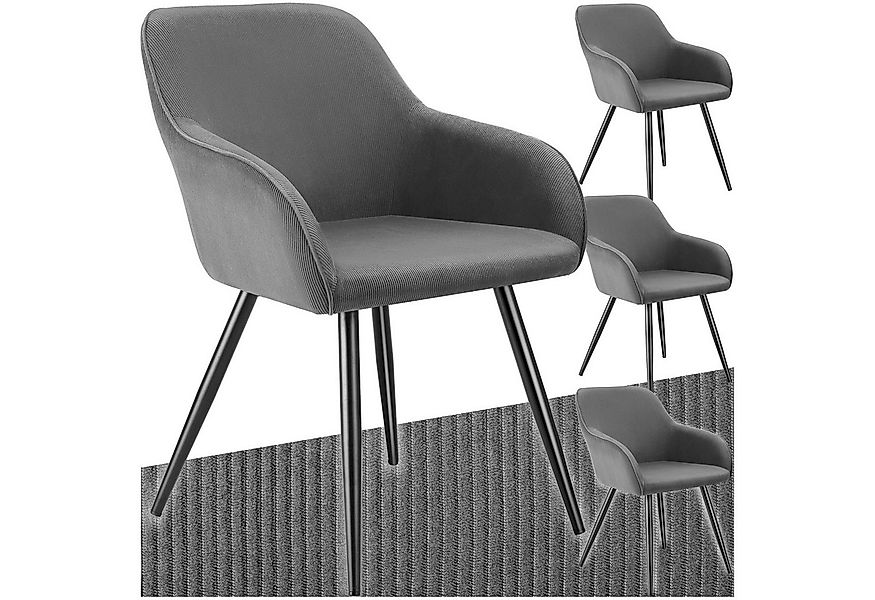 tectake Esszimmerstuhl Küchenstuhl Marilyn, Cordoptik, gepolstert (Set, 4 S günstig online kaufen