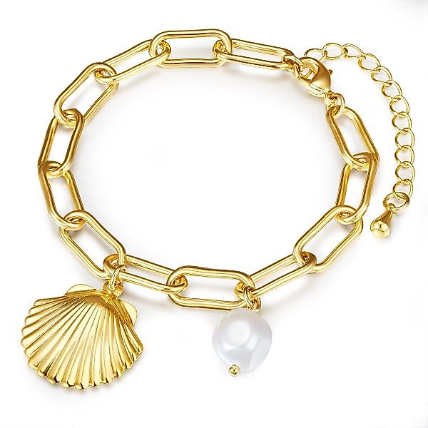 Lulu & Jane Perlenarmband Muschel gelbgold, günstig online kaufen