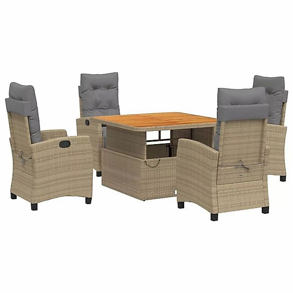 vidaXL 5-tlg Garten-Essgruppe mit Kissen Beige Poly Rattan Modell 38 günstig online kaufen