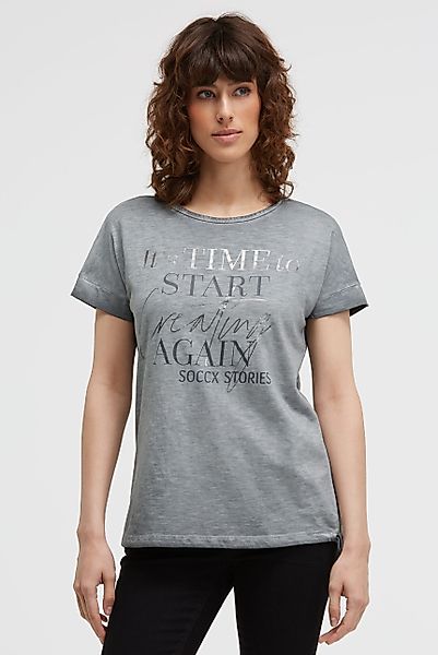 SOCCX Rundhalsshirt mit Bindeband am Saum günstig online kaufen