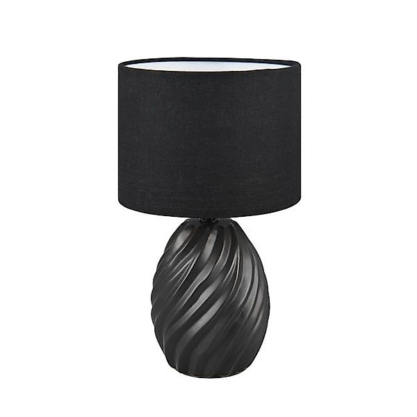 Tischleuchte 1xE14 ⌀18cm Keramik / Stoff Schwarz Matt günstig online kaufen