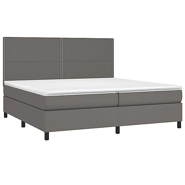 vidaXL Boxspringbett mit Matratze & LED Grau 200x200 cm Kunstleder 3135907 günstig online kaufen