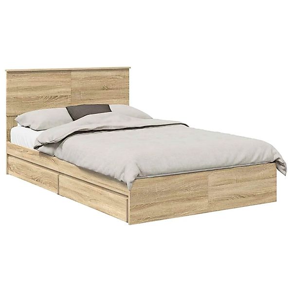vidaXL Stauraumbett Sonoma-Eiche 135 x 190 cm Holzwerkstoff 3408468 günstig online kaufen