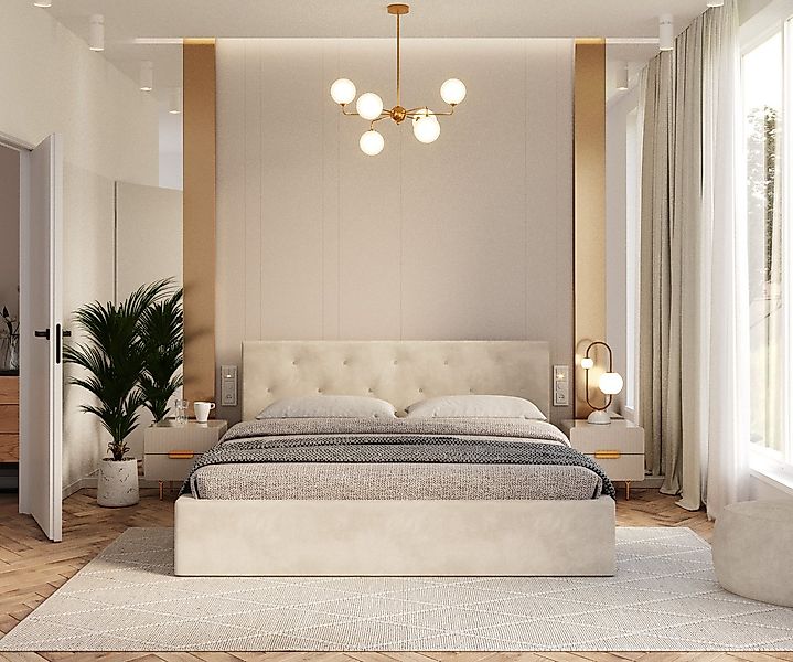 thematys Polsterbett Bett Stauraumbett aus Velours, 120x200, 140x200, 160x2 günstig online kaufen