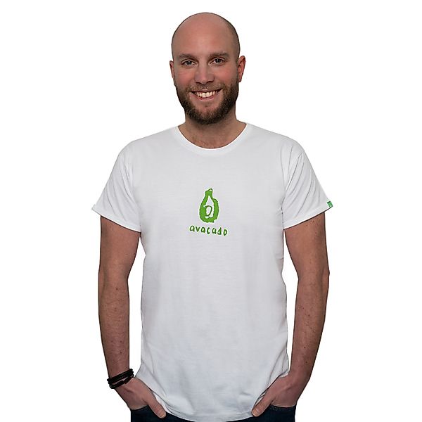 Herren Print T-shirt Aus Bio-baumwolle Avocado Weiß. Handmade In Kenya günstig online kaufen
