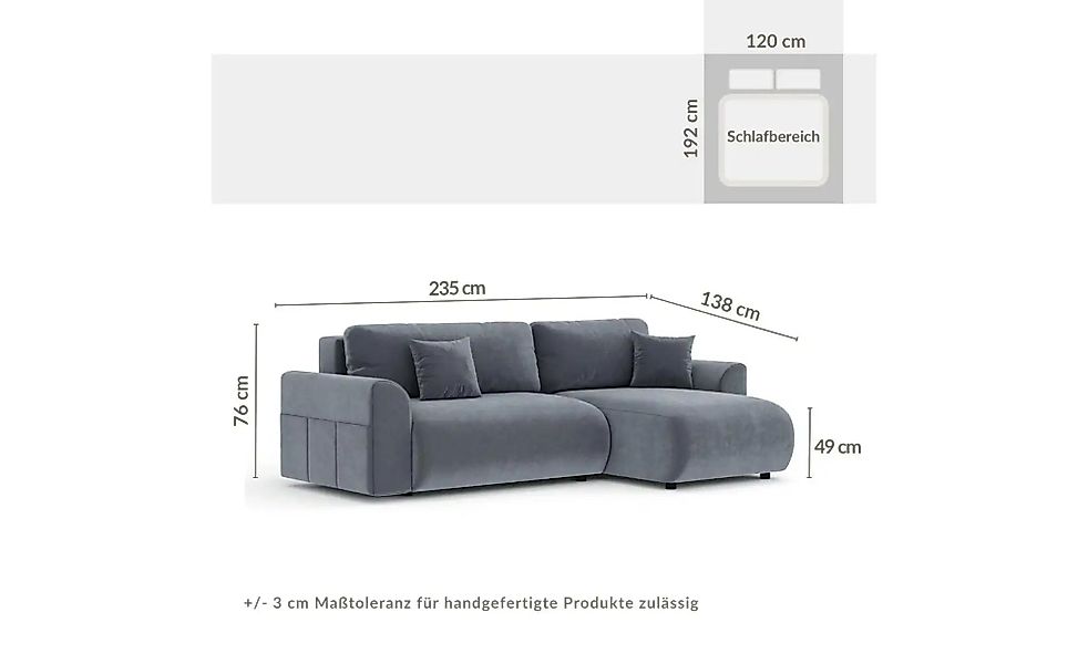 Ecksofa   ¦ grau ¦ Maße (cm): B: 235 H: 76 Polstermöbel > Sofas > Ecksofas günstig online kaufen