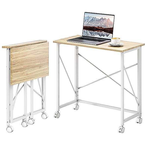 HOMCOM Klappbarer Computertisch 80 x 40 cm auf Rollen, moderner Stil für Zu günstig online kaufen