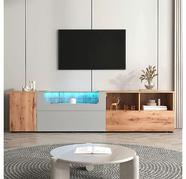 XDOVET TV-Schrank Lowboards, Wohnzimmermöbel in Hellgrau und Holzfarben Mit günstig online kaufen