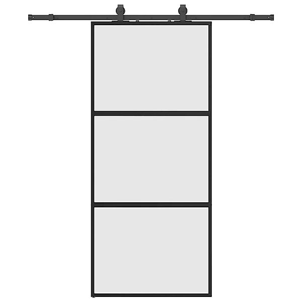 vidaXL Schiebetür mit Beschlag Schwarz 90x205 cm Hartglas 3375815 günstig online kaufen