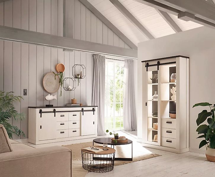 Home affaire Wohnwand "SHERWOOD", (2 St.), Scheunentorbeschlag und Apotheke günstig online kaufen