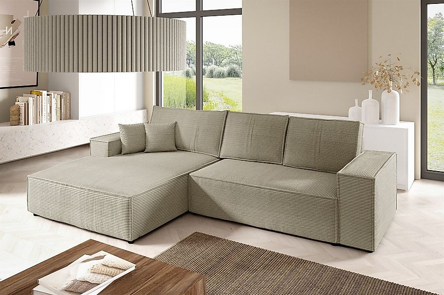 Fun Möbel Ecksofa Schlafsofa Sofa CORUNIA in Stoff Poso, Ottomane Links ode günstig online kaufen