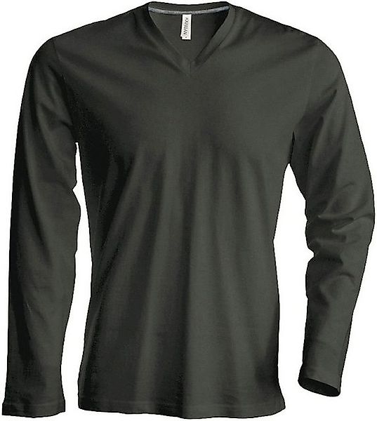 Kariban Rundhalsshirt Kariban K358 Herren V-Neck T-Shirt langarm enzymgewas günstig online kaufen