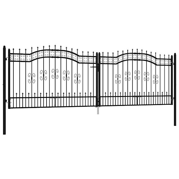 vidaXL Zauntor mit Speerspitze Schwarz 406 x 125 cm Pulverbeschichteter Sta günstig online kaufen