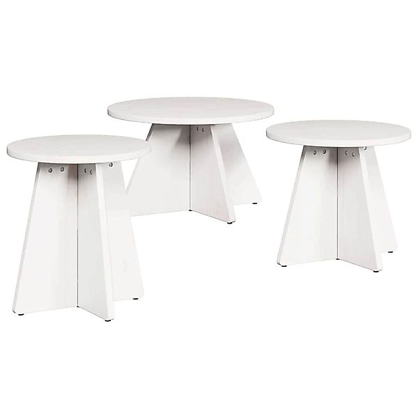 vidaXL Couchtisch 3 Stk Weiß 49 x 49 x 30 cm Massivholz Kiefer 873539 günstig online kaufen