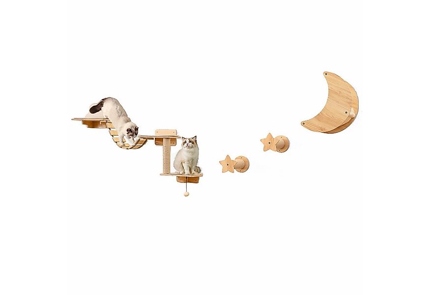 KOMFOTTEU Kratzbaum Kletterwand, mit Hängematte, 2 Kratzstangen, 2 Plattfor günstig online kaufen