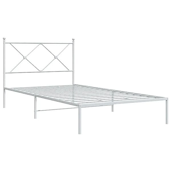 vidaXL Bettgestell mit Kopfteil Metall Weiß 100x190 cm 376545 günstig online kaufen