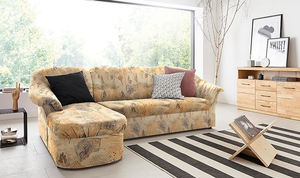 DOMO collection Ecksofa »Pegnitz, elegante Rückensteppung, kompakte Stellma günstig online kaufen