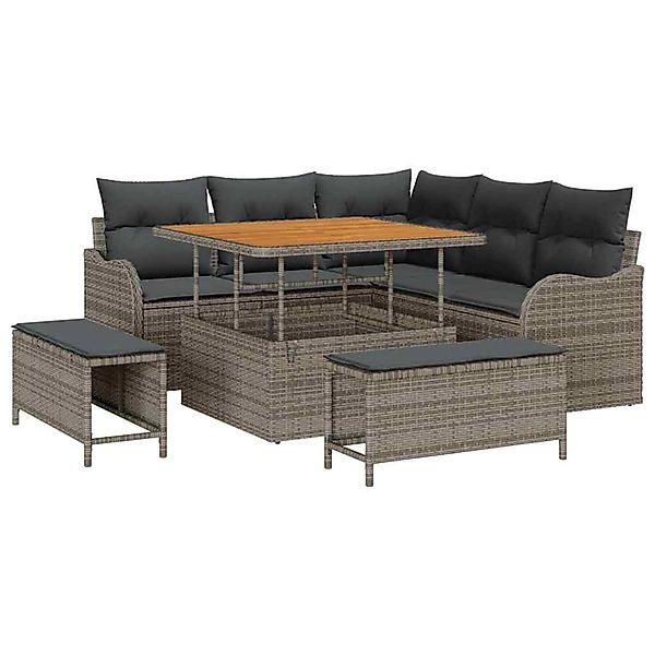 vidaXL Garten-Sofa-Set 8-Tlg Grau Poly Rattan 3362258 günstig online kaufen