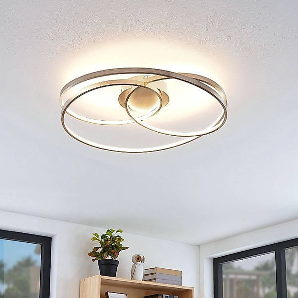 Lindby Joline LED-Deckenleuchte, nickel, Metall, Ø 60 cm günstig online kaufen