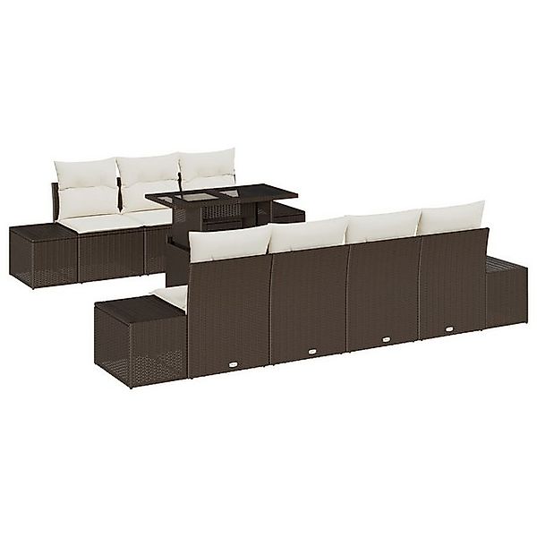 vidaXL Loungesofa 8-tlg. Garten-Sofagarnitur mit Kissen Braun Poly Rattan, günstig online kaufen