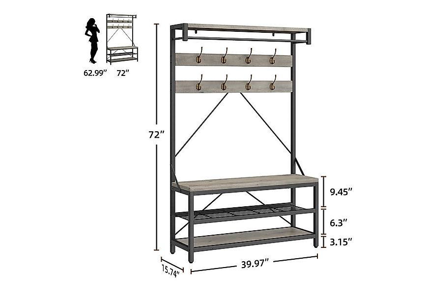 GarveeMore Kleiderständer Garderobenständer Garderobe,Kleiderstange, Sitzba günstig online kaufen