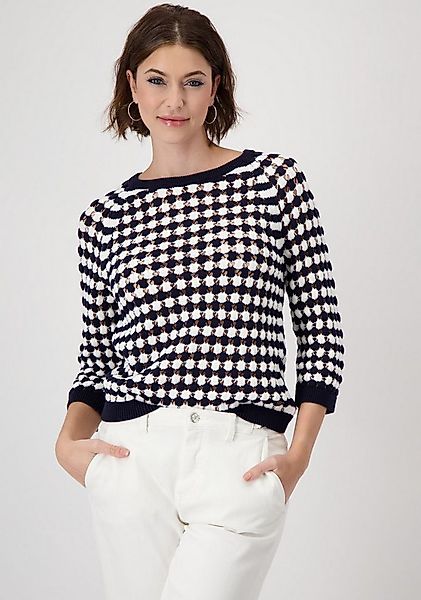Monari Rundhalspullover aus zweifarbigen Strukturstrick günstig online kaufen