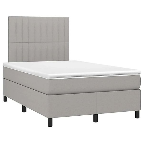 vidaXL Boxspringbett mit Matratze & LED Hellgrau 120x200 cm Stoff 3135021 günstig online kaufen