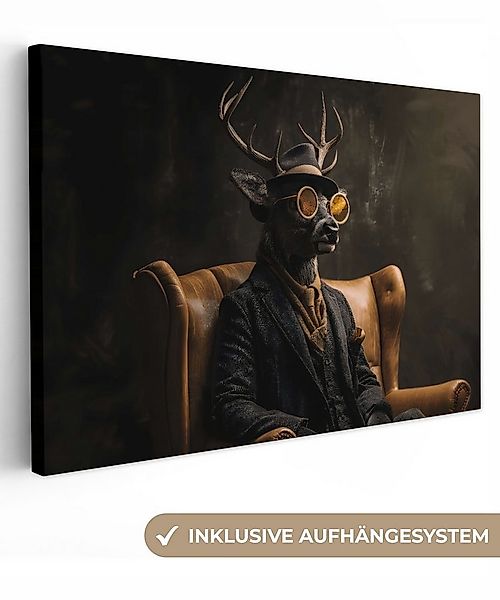 OneMillionCanvasses® Leinwandbild Hirsche - Sonnenbrille - Schwarz - Anzug, günstig online kaufen