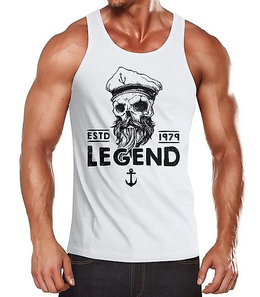 Neverless Tanktop Herren Tank-Top Skull Captain Legend Totenkopf Bart Kapit günstig online kaufen